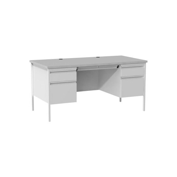 Lorell Double Pedestal Steel Desk - 60" x 30" - Gray